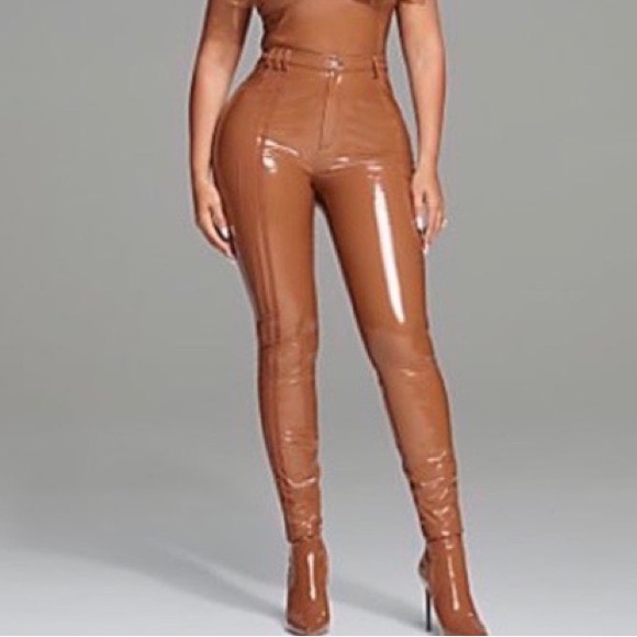 Ivy Park X Adidas Wild Brown latex pants XS rare NWT - Picture 2 of 3
